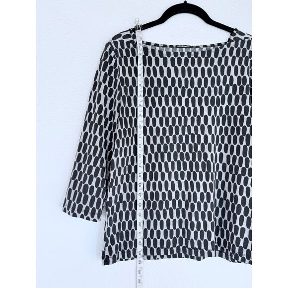 EUC Marimekko Taos Oval 3/4 Sleeve Boatneck Cotton Top in Black & Grey Size S - Picture 5 of 8
